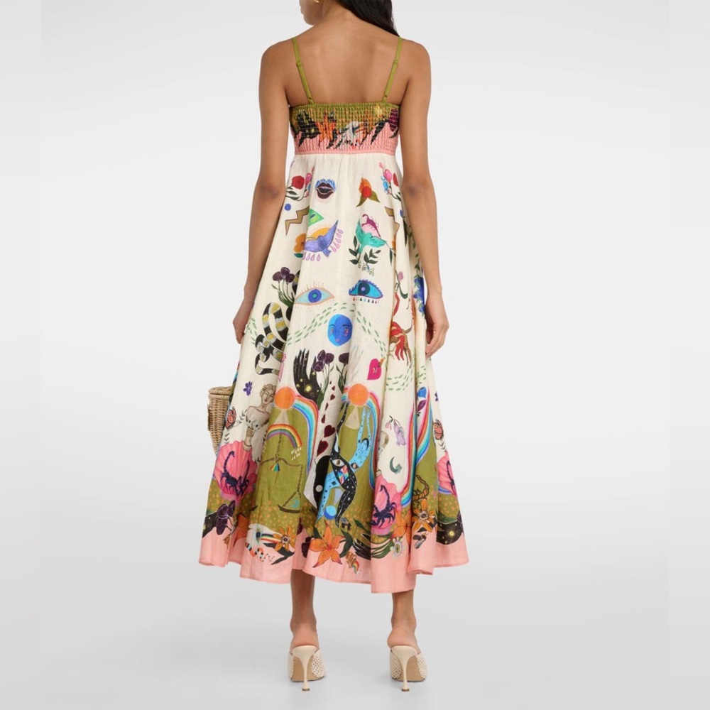 Alemais Evergreen printed maxi linen sundress, XS 2 - Picture 3 of 7